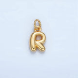 16K Gold Filled 10mm Initial Letter Chubby Balloon Mini Charm | A1591 - A1603: Letter H