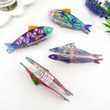 Tropical Leaf Acrylic Hair Claw Clip Beach Style: BlueGreen