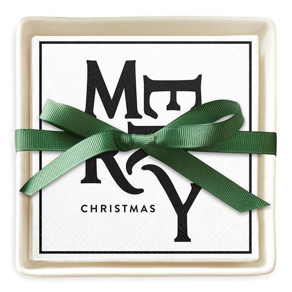 MERRY CHRISTMAS COCKTAIL NAPKIN TRAY