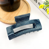 Blue Denim Style Hair Clip, Acetate Square Claw Clip: Blue S
