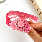 Retro Cartoon Telephone Acrylic Hair Claw Clip: Pink