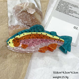 Rainbow Trout & Shark Hair Clip, Fish Shaped Hair Claw: Salmon