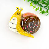 Happy Mystery Snail Acetate Animal Hair Claw Clip: Pink