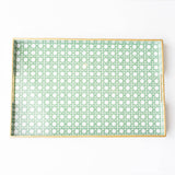 PREPPY GREEN CANE TRAY - LARGE
