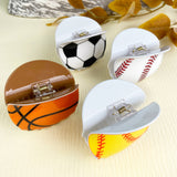 Ball Hair Clip Collection Basketball Football: WhiteBaseball