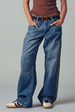 Wide-Leg Utility Stripe Denim Jeans: DENIM OLIVE / S-2/M-2/L-2