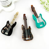Fun Guitar Acetate Hair Clip, Instrument Shaped Hair Claw: Green
