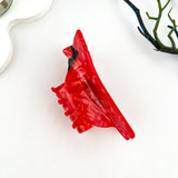 Red Crested Cockatoo Acetate Animal Hair Claw Clip: Red