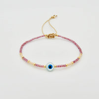 Evil Eye Dainty Miyuki Bracelet - New Arrivals: Periwinkle