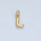 16K Gold Filled 10mm Initial Letter Chubby Balloon Mini Charm | A1591 - A1603: Letter S