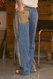 Wide-Leg Utility Stripe Denim Jeans: DENIM OLIVE / S-2/M-2/L-2