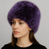 Elegant Plush Faux Fur Winter Hat: Blue