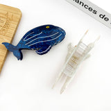 Humpback Whale Claw Clip, Marine Life Series Hair Clip: Blue