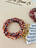 Game Day Bracelets Seed Bead Gold Filled Stretch Bracelets : Red White Cobalt Blue / Gold Filled