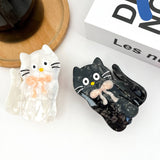 Tilt Head Cat Hair Clip, Acetate Claw Clip: White