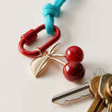Gold-Tone Cherry Enamel Keychain | Braided Rope Detail: MT / ONE