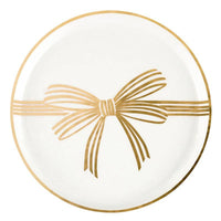 Gold Bow Appetizer Plates - Metallic Gold Bow - Set of 4