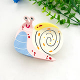 Happy Mystery Snail Acetate Animal Hair Claw Clip: Pink