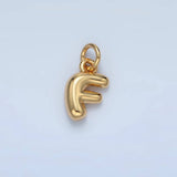 16K Gold Filled 10mm Initial Letter Chubby Balloon Mini Charm | A1591 - A1603: Letter S