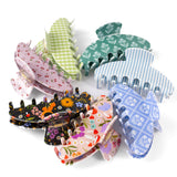 Floral Claw Clip: Blue Trellis