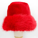Faux Fur Russian Style Plush Bucket Hat: White