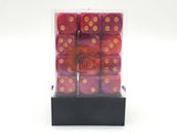 36ct 12mm D6 Dice Set: Vorpal - Rose Red & Purple w/ Gold