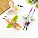 Hummingbird Hair Claw Clip, Elegant Acetate Bird Hair Clip: Hummingbird-Orange