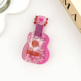 Adorable Pink Cartoon Guitar Hair Claw Clip: Pink