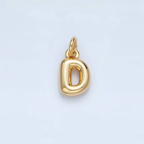 16K Gold Filled 10mm Initial Letter Chubby Balloon Mini Charm | A1591 - A1603: Letter D