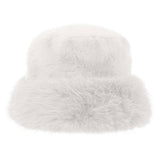 Faux Fur Russian Style Plush Bucket Hat: White