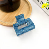 Blue Denim Style Hair Clip, Acetate Square Claw Clip: Dark Blue S