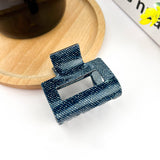 Blue Denim Style Hair Clip, Acetate Square Claw Clip: Blue S