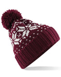 Beechfield Fair Isle Snowstar® Beanie | Unisex | Pom-Pom | Cuffed | 7 Colours | One Size: Burgundy/White / One Size