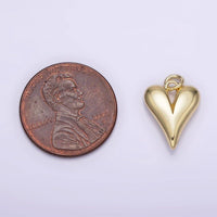 14K Gold Filled 16mm Long Puffed Minimalist Heart Charm | AG196