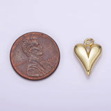 14K Gold Filled 16mm Long Puffed Minimalist Heart Charm | AG196