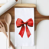 Custom City Bow Tea Towel: White