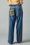 Wide-Leg Utility Stripe Denim Jeans: DENIM TAUPE / S-2/M-2/L-2
