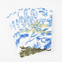 Blue Foliage Paper Guest Towel Packs