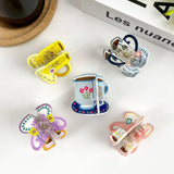 Cartoon Coffee Cup Claw Clip: Purple