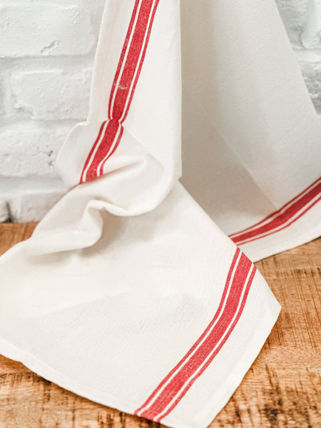 VINTAGE RED STRIPE DISH TOWEL