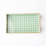 PREPPY GREEN CANE TRAY - SMALL