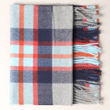 Cashmere Feel Plaid Pattern Scarf - Fringed Edges: SW-25 / ONE SIZE