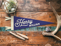 Custom Heritage Name Felt Pennant - Bold: Red & Cream / Large Pennant