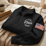 Embroidered USA 250th Anniversary 2026 Quarter Zip Sweater: Classic Navy / M
