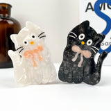 Tilt Head Cat Hair Clip, Acetate Claw Clip: White