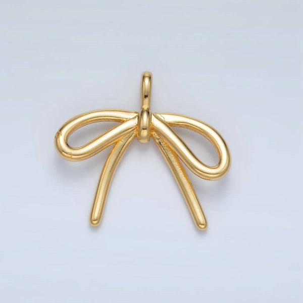 24K Gold Filled Minimalist Tied Ribbon Bow Pendant | I797