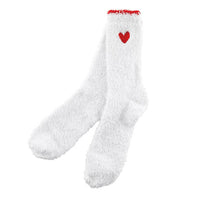 Cozy Socks in Ornament - Red with White Heart: 100% Polyester / One Size Fits Most