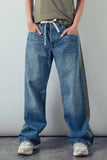 Wide-Leg Utility Stripe Denim Jeans: DENIM OLIVE / S-2/M-2/L-2