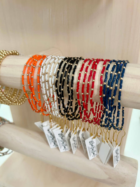 Game Day Bracelets Beaded Sports Team Solid Color Dainty: Red / 14k Gold Fill