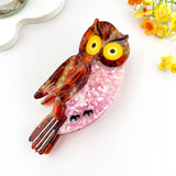 Fun Owl Patchwork Acetate Hair Claw Clip–Cute Animal Design: Brown